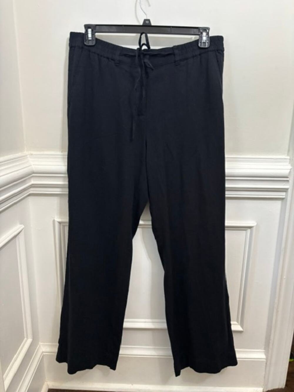 Talbots Pants Black Size 16 Linen Blend Casual Pull On Elastic Waist NWT